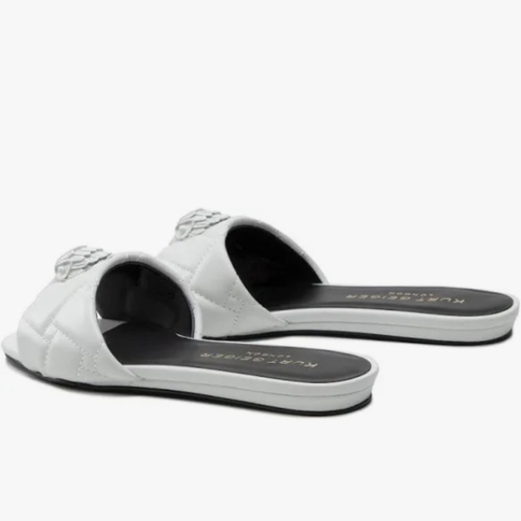 Kurt Geiger Kensington Flat Slide Sandal White - Picture 6 of 12
